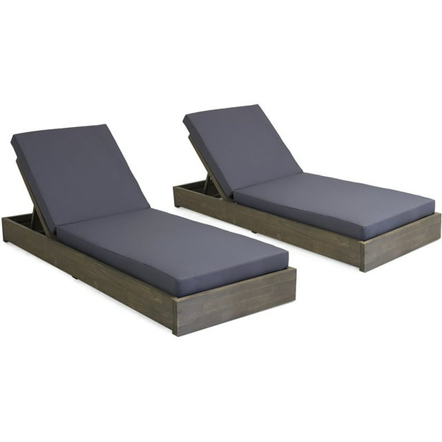 Noble House Coussin de Chaise Longue en Bois pour Extérieur (Ensemble de 2) Gris/gris Foncé