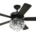 thumbnail image 3 of Dextrus 52in Chandelier Crystal Ceiling Fan with Light and Remote, Crystal Fan Light with 3 Speed, 4 Blades (Dual-Sided Blades), Silent Reversible Motor, Timer - Black, 3 of 10