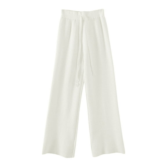 Hauaitttt Womens Knit Wide Leg Pants High Elastic Waist Flowy Sweater Pants with Drawstring Pants for Women Casual Casual Pants for Women for Work Petite Womens Business Casual Pants Comfy Stretch
