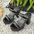 thumbnail image 4 of Xdegoge Platform Sandals Women Chunky High Heel Slides Rhinestone Double Strap Summer Beach Shoes Sparkling Slip On Fashionable Dressy Outdoor Casual Open Toe, 4 of 9