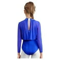 thumbnail image 7 of iiniim Gymnastics Leotard for Girls Sparkly Sheer Mesh Long Sleeve Figure Skating Bodysuit One Piece Jumpsuit Blue 8, 7 of 7