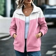 thumbnail image 4 of DYTTDG Women's Zip Up Lapel Collar Jacket, Color Block Long Sleeve Side Pocket Casual Warm Daily Layering Outerwear Coat, 4 of 8