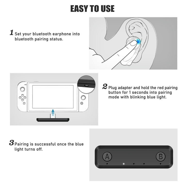 Adapter for Nintendo Switch Lite/PS4/PS5/PC with Low Latency Bluetooth Compatible with Headphone Bluetooth Speaker-Black - Walmart.com