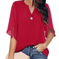 thumbnail image 2 of Blusa informal para mujer, blusas de verano para mujer, blusas de media manga con escote en V para mujer, blusa con cuello en V para mujer, eficiencia óptima, 2 of 5