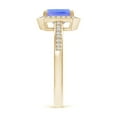 thumbnail image 3 of ANGARA Natural 1 ct Tanzanite Engagement Ring with Diamond Halo in 14K Yellow Gold for Women (Size-7x5mm) | December Birthstone, Anniversary, Jewelry Gift for Women | Natural Tanzanite Ring, 3 of 8