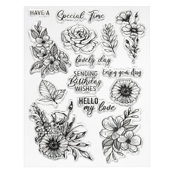 Transparent Silicone Stamps, 1 Pcs T2002 Rose Clear Stamps for Card Making Decoration DIY Craft, Clear