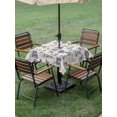 thumbnail image 4 of Outdoor Tablecloth with Umbrella Hole for Patio/Picnic/Party/Camping, Farmhouse Country Waterproof Table Cloth Square Cover Washable, Vintage Blue French Garden Horse Swan (60"x 60"), 4 of 8