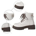 thumbnail image 4 of Ankle Boots for Women Side Zipper Lace up Booties Winter Combat Boot (Beige 40), 4 of 8