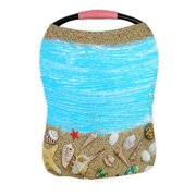 ECZJNT Sand seashells starfish blue wooden Nursing Cover Baby Breastfeeding Infant Feeding Cover Baby Car Seat Cover