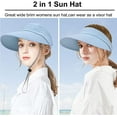 thumbnail image 3 of Ponytail Sun Hats for Women, 2 in 1 Zip-Off Uv Protection Wide Brim Beach Hat Sun Visors, 3 of 7