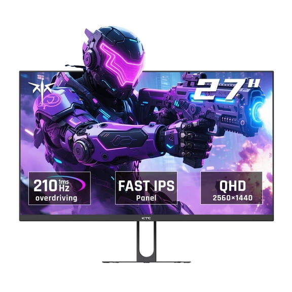 KTC 27 Inch QHD Gaming Monitor, 2K 200Hz Up to 210Hz 1ms Fast IPS Computer Monitor, HDR400, 1440P with Adaptive Sync, Built-in Speakers, HDMI Displayport, Tilt Adjustment, VESA Compatible, H27T22C-3