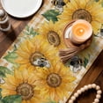 thumbnail image 3 of Sunflower Table Runner 48 Inches, Green Botanical Yellow Floral Rustic Plaid Bed Runner Dresser Scarves Tabletop for Indoor Outdoor Parties/Ceremony/Banquet, 13" x 48", 3 of 9