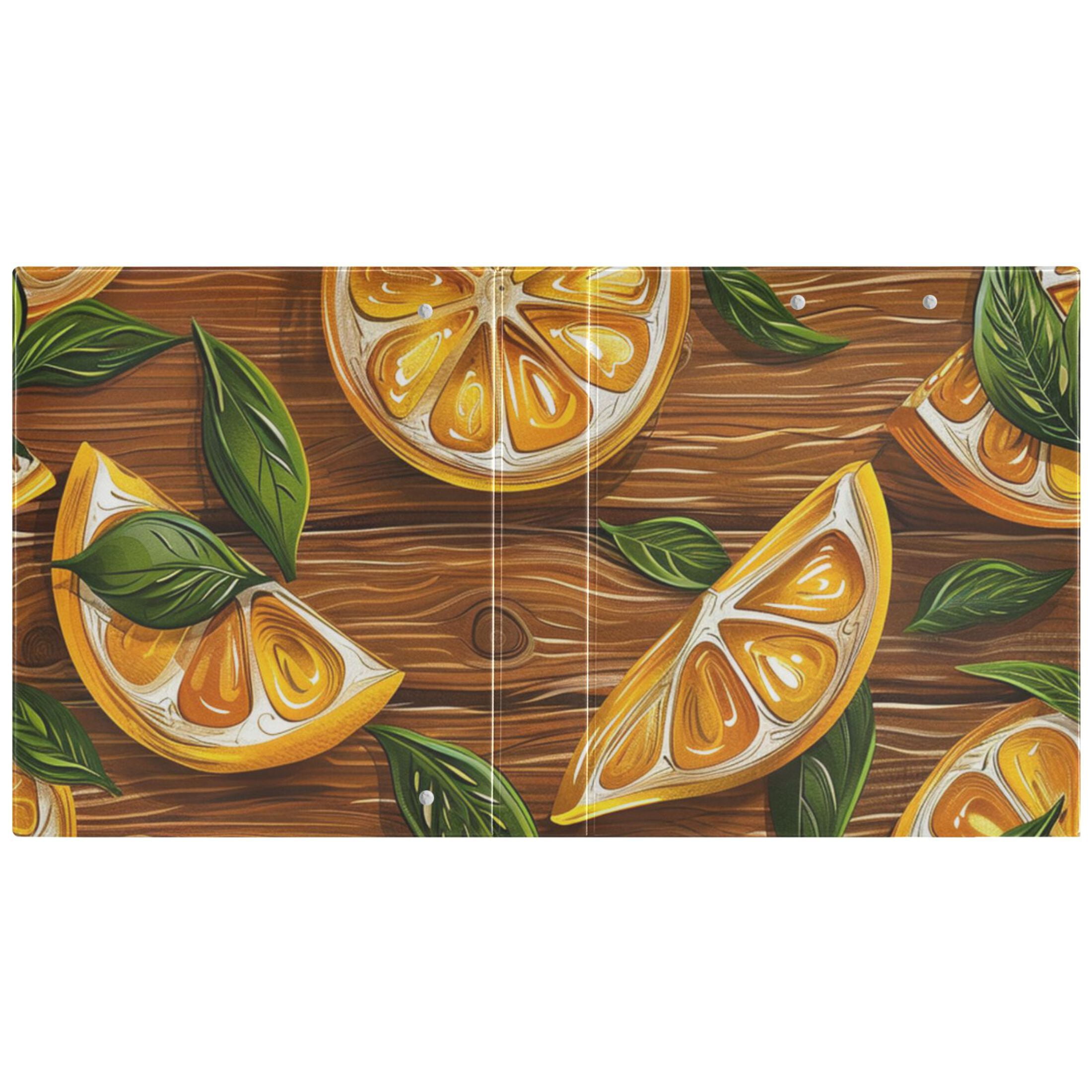Orange Lemon 3 Ring Binders 1.5 inch Hardcover File Folders with Interior Pockets A4 Size Organizer for School Office Hospital