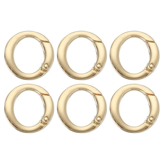 Uxcell Round Shaped Spring Snap Keychain Clip, 6 Pcs Metal Trigger Keychain Hook for Purses Wallet Belts Hardware Light Gold 25 mm