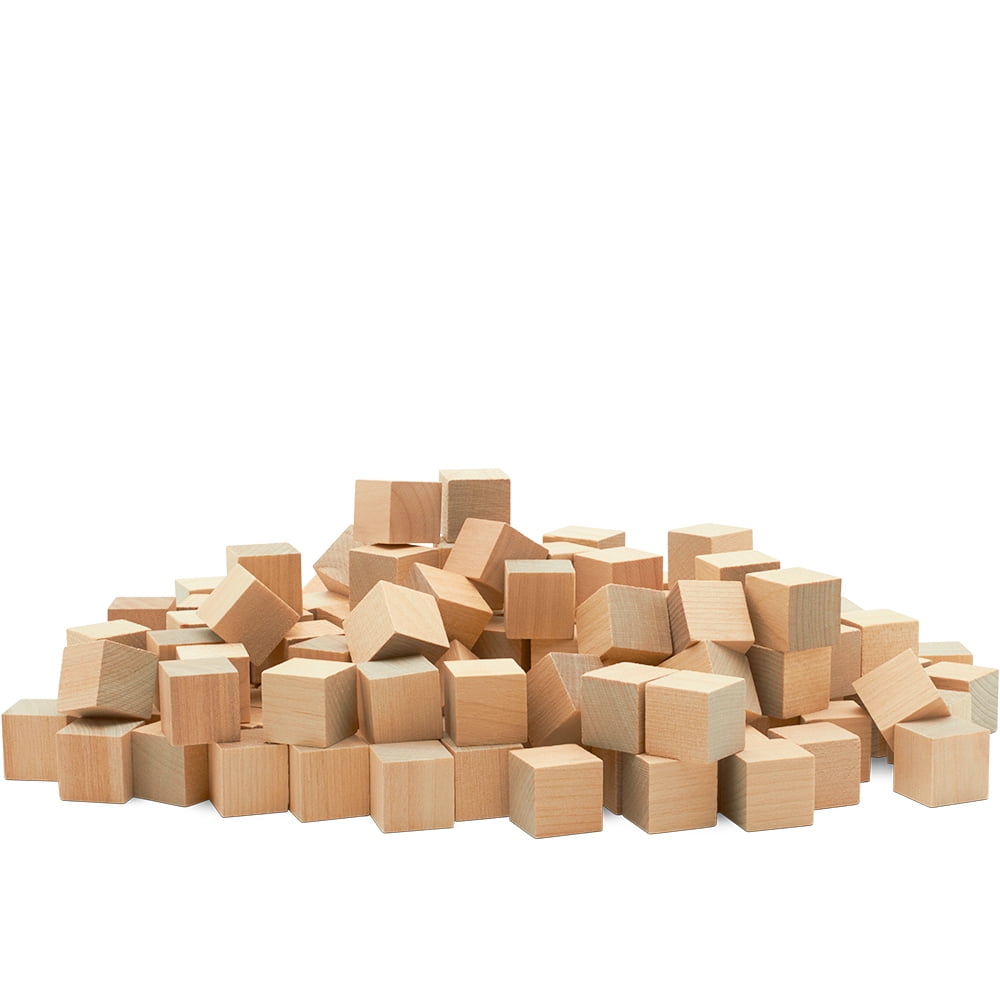 Natural Wood Blocks /Craft Cubes 3 1/2 Inch Size Made in USA Set of Ten 10 