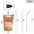 thumbnail image 3 of 11oz Stainless Steel Tumbler with Straw, Double Wall Insulated Travel Tumbler Brown and Peach Swirling, 3 of 7