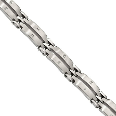 Primal Steel CZ Stainless Steel Brushed/Polished Link Bracelet