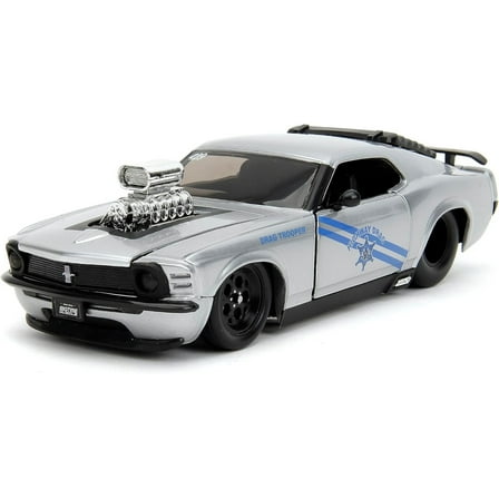 Big Time Muscle 1:24 1970 Ford Mustang Boss 429 Die-Cast Car, Toys for Kids and AdultsSilver/Blue Stripes(Selections May Vary)