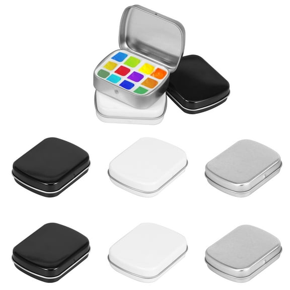 9Pcs Mini Watercolor Tin Box 12 Well Portable Mini Watercolor Palette with Lid Empty Paint Storage Case for Artist Travel