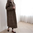thumbnail image 5 of ZHAOCHENG Abrigo de lana cruzado a cuadros para mujer, chaqueta fina de talla grande, estilo coreano, para otoño e invierno, 5 of 5