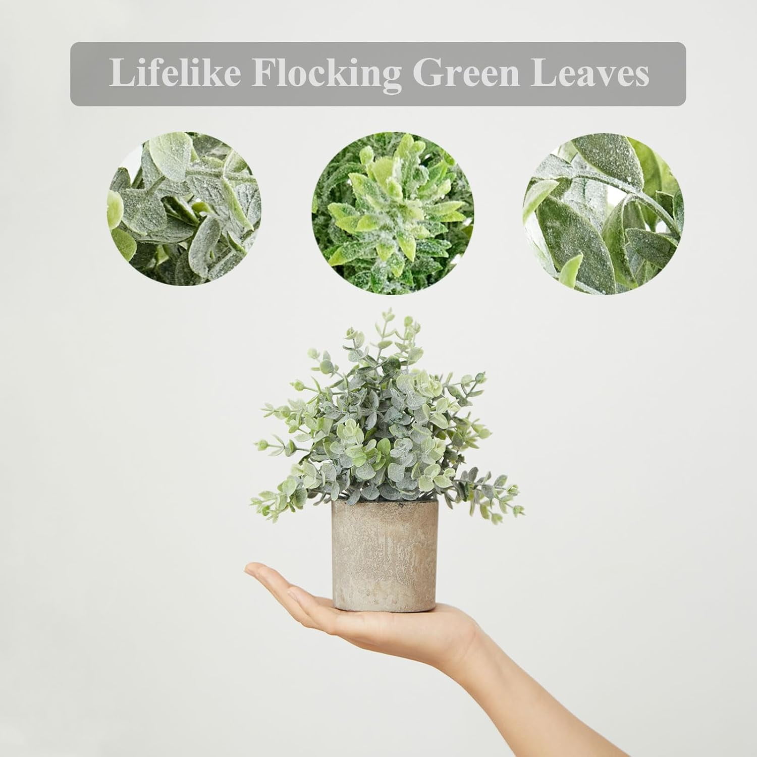 Small Fake Plants in Potted Faux Plant 3 Packs Artificial Eucalyptus House Plants Greenery for Centerpieces Indoor Home Bathroom Office Desk Decor,Living Room Decor and Accessories