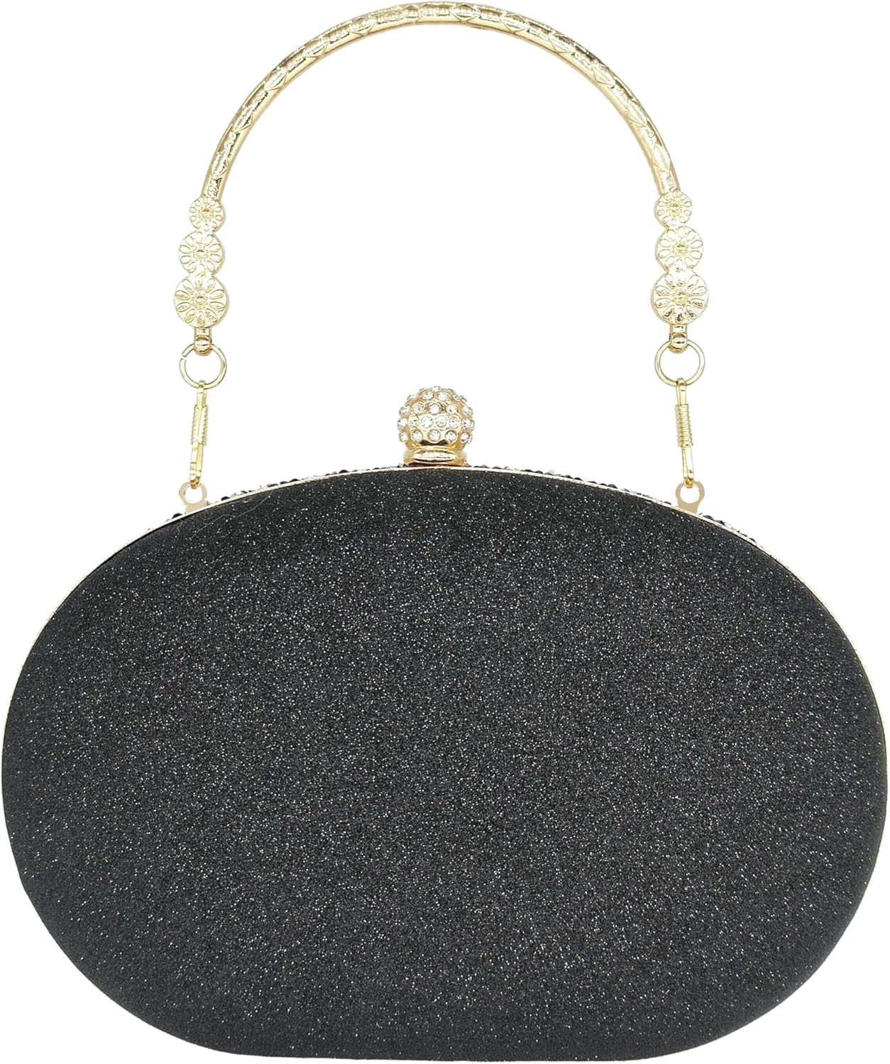 Kwuty Rhinestone Clutch Purses for Women Evening Wedding Formal - Round Pearl Clasp Handbag - Crystal Diamond Bag