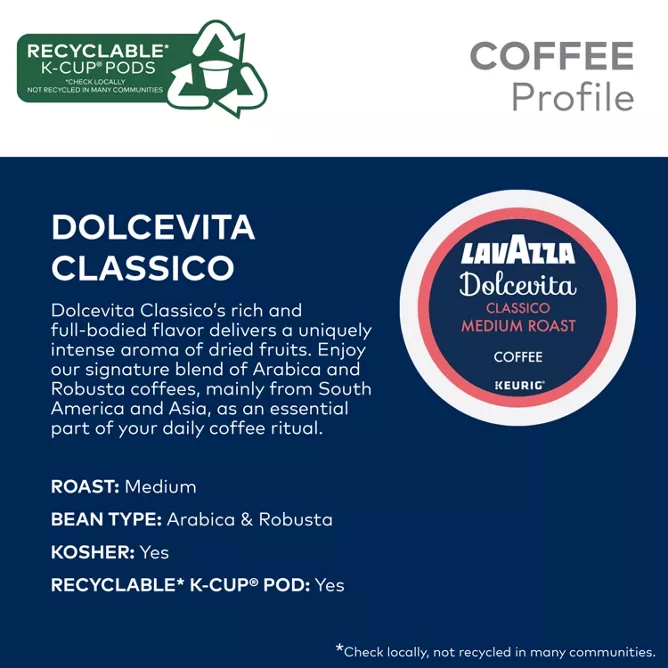 Lavazza Coffee Classico Medium Roast K-Cup Coffee Pods, 80 Count
