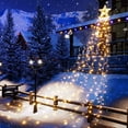 thumbnail image 2 of Magotan 12.5 Pies 350 Luces Navideñas de Cascada LED Decoración Al Aire Libre Centelleantes Luces Solares de Cadena de Árboles de Navidad con Decoración Superior de Jardín Navideño Star, Blanco Cálido, 2 of 10