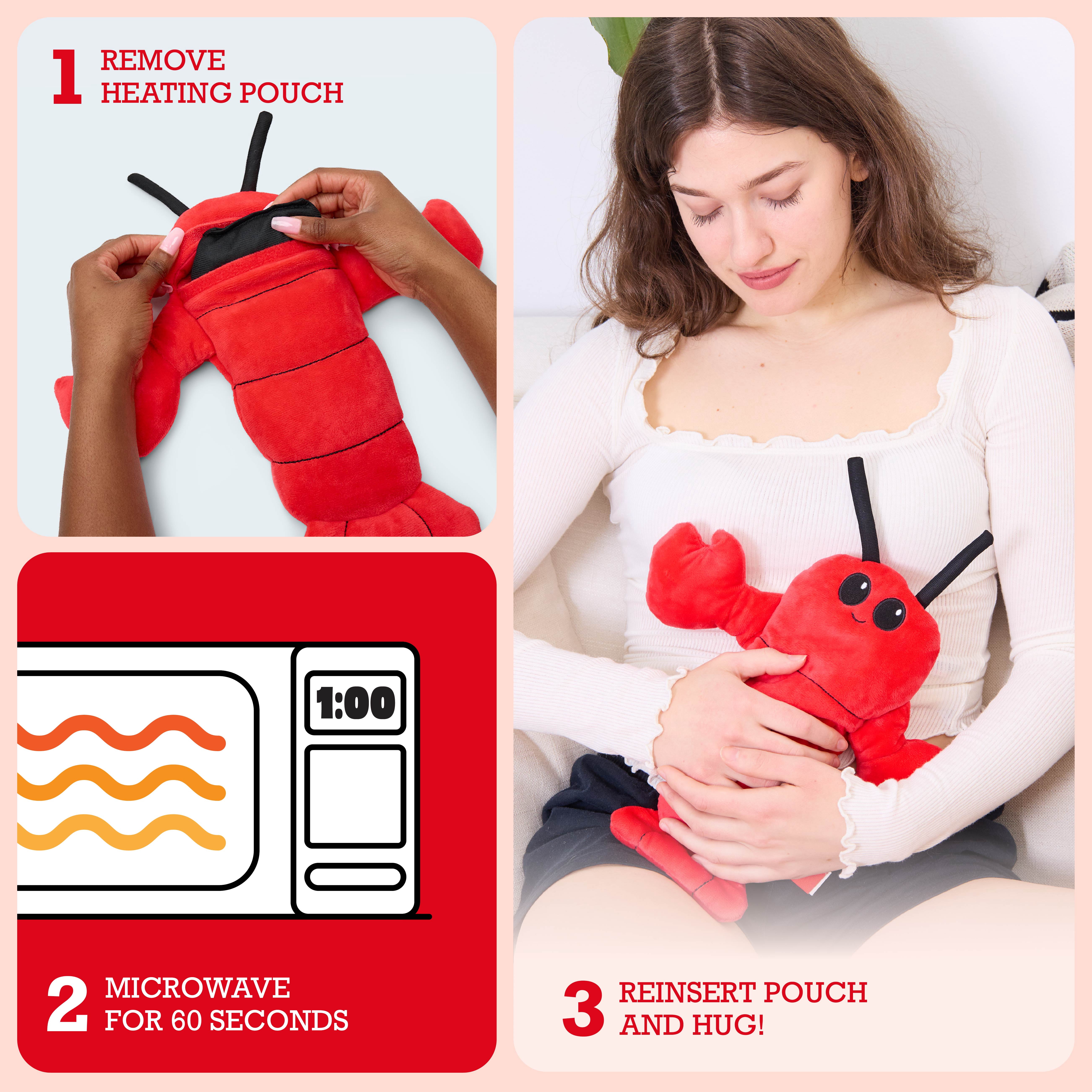 Happy Helpers Menstruation Crustacean Lobster, Microwavable Heating Pad for Cramps, Gifts for Teens