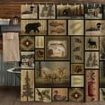 thumbnail image 4 of Rustic Lodge Shower Curtain, Cabin Retro Bear Moose Lodge Vintage Farmhouse Shower Curtain Sets, Wild Duck Leaves Mountain Hill Retro Decor Barhroom Curtain with Hooks, 72X72in, 4 of 5