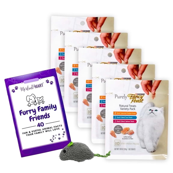Fancy Feast Natural Single Ingredient Adult Cat Treats Variety | Chicken, Tuna & Salmon | 5 Count | 1.06 oz | MerlinsMart Zine & Catnip Toy