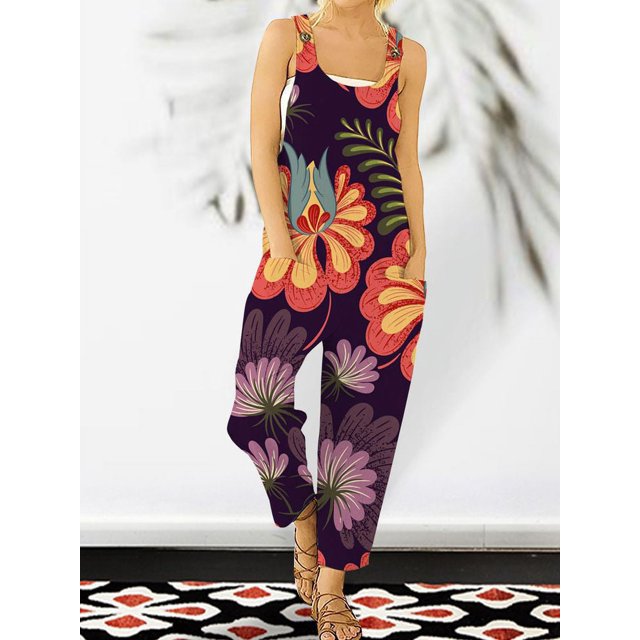 Jupe Boutonnée en Coton et Chanvre pour Femmes (Violet, XL)