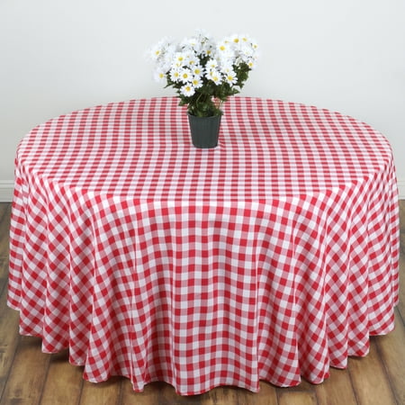 

BalsaCircle 120 Round Gingham Checkered Polyester Tablecloth Red