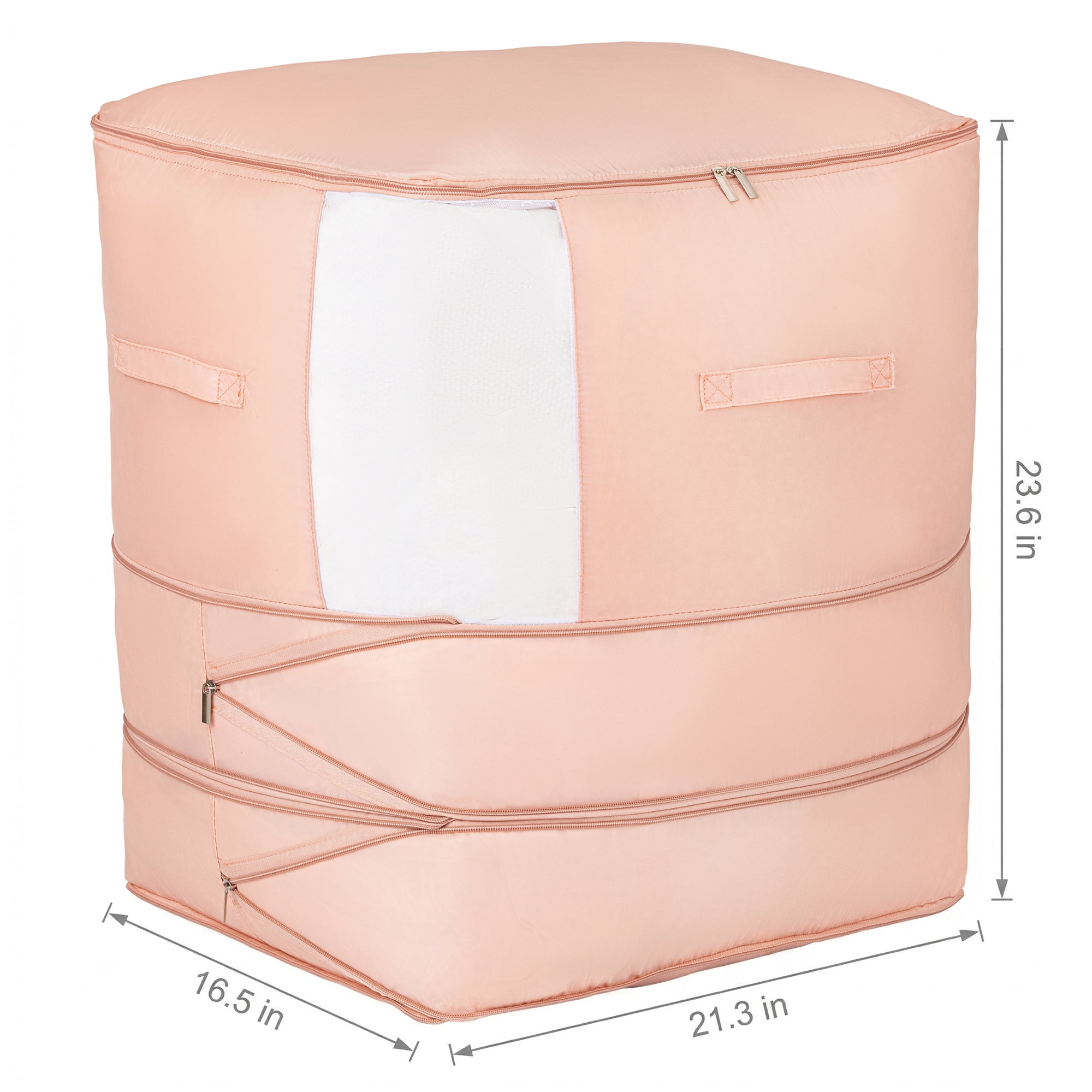 Unique Bargains Foldable Storage Bag for Organizing Bedroom Pink 21.3"x16.5"x23.6"