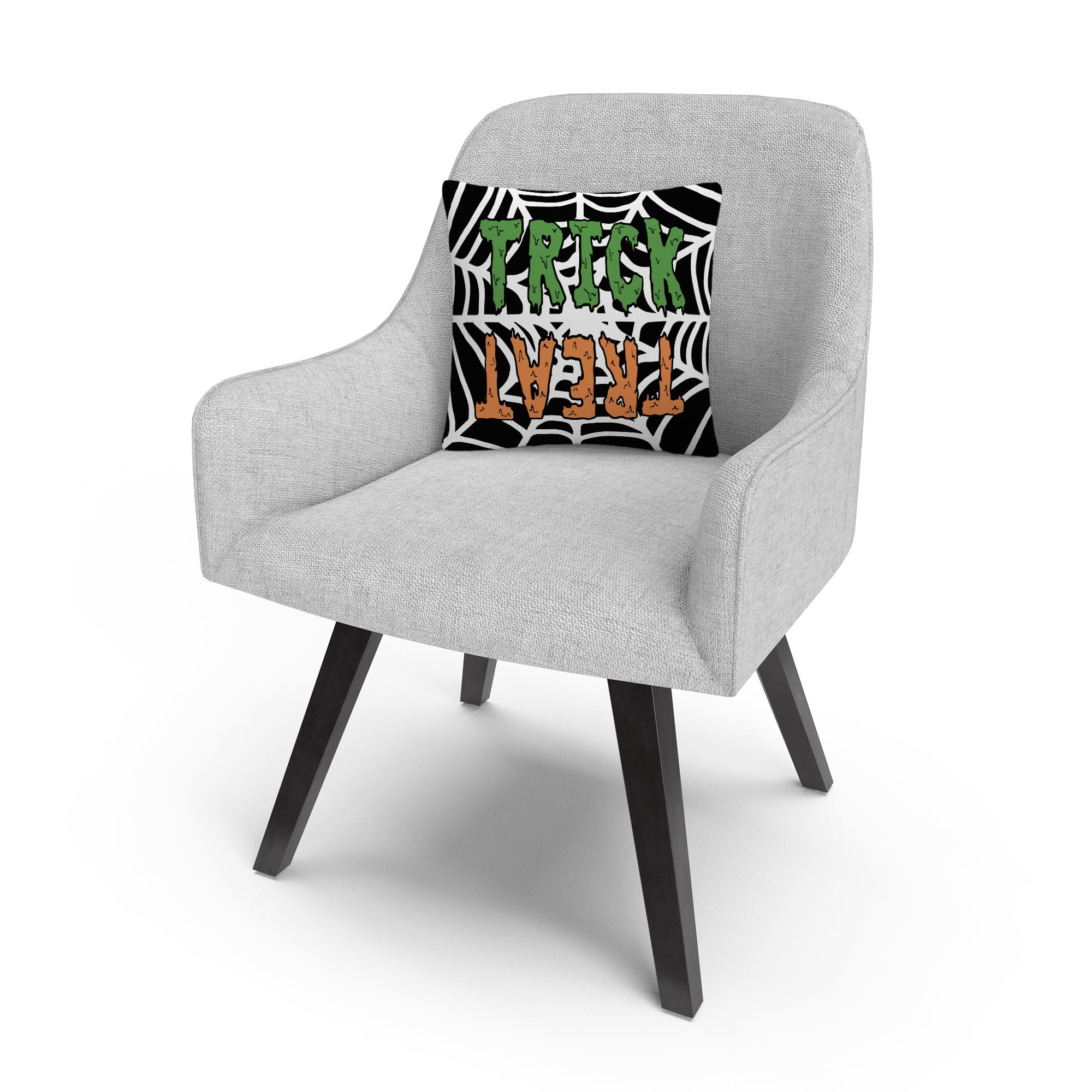 Trick Or Treat Web Green Orange Halloween By Abc 16 X 16 Decorative Throw Pillow