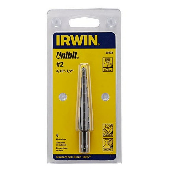 #2 Unibit Self-Starting Stairstep Bit, 6-Step, 3/16" To 1/2" Dia, 3/8" Depth
