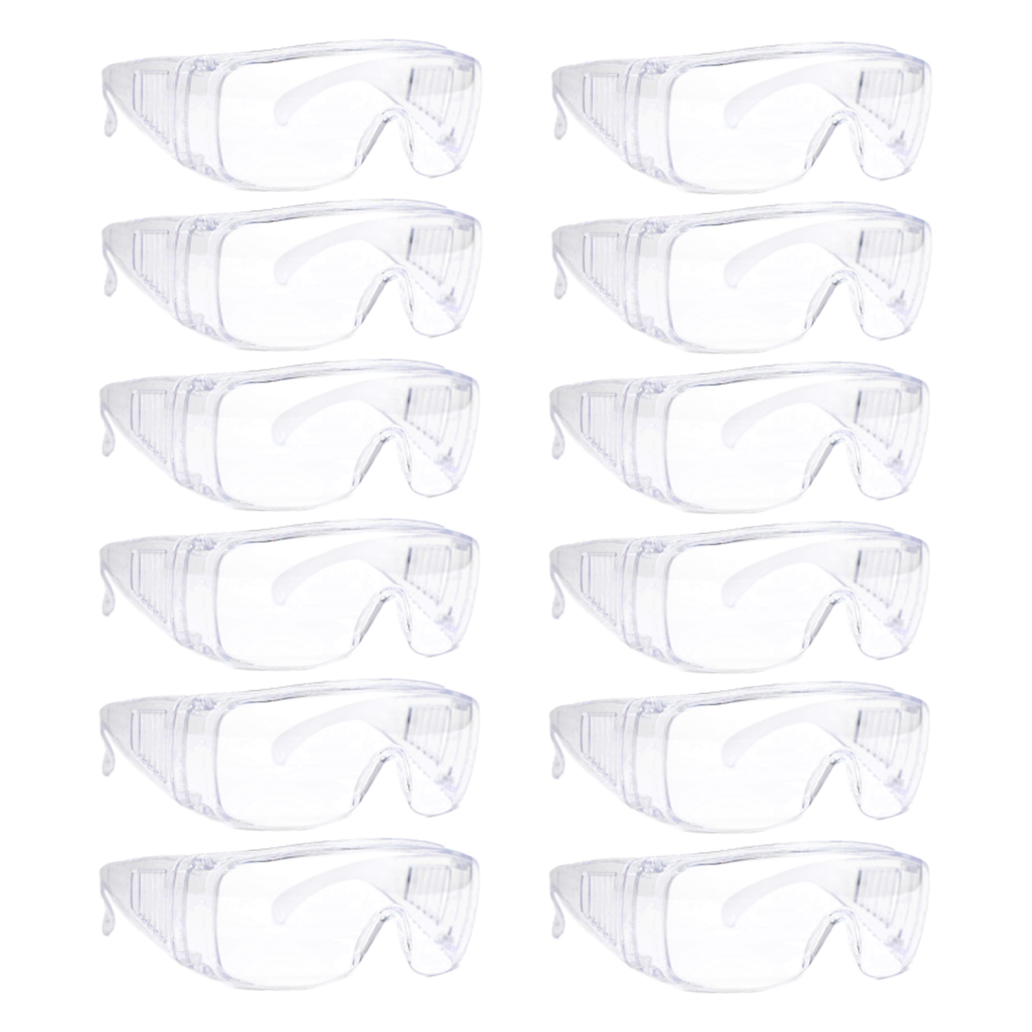 Safe Handler Diamont Vented Over Glasses, Impact Resistant Safety Glasses for Men/Women,(12Pack