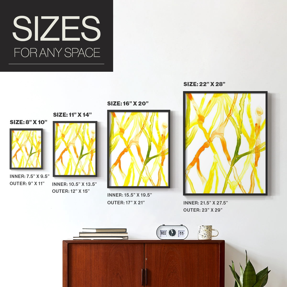 Runnel IV Framed Print in Black Solid Wood Framed Print No Nail Hanging