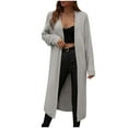 thumbnail image 2 of Usmixi Winter Womens Sweater Coat Long Coat for Women Casual Solid Long Sleeve Open Front Knitted Cardigan Overcoat Ladies Girl Fall Knit Sweater Outerwear, 2 of 7