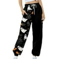 thumbnail image 4 of Rciityk Women Halloween Sweatpant Fall Fashion Ghost Bats Spider Webs Print Active Joggers Pants High Waisted Baggy Sweatpants Halloween Gifts, 4 of 4