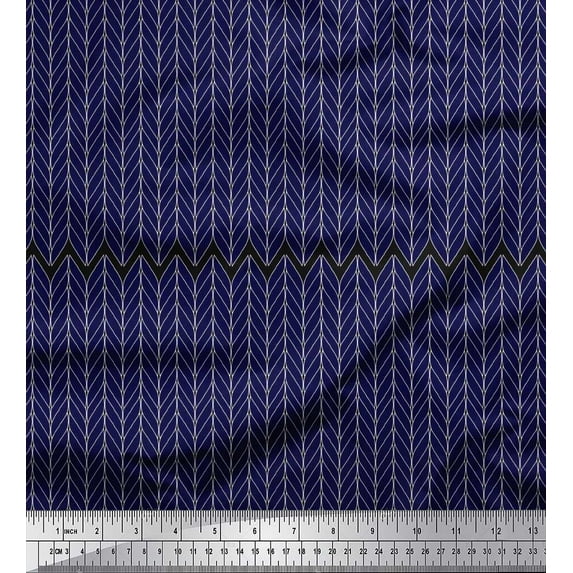 Soimoi Modal Satin Fabric Herringbone Geometric Decor Fabric Printed Yard 42 Inch Wide