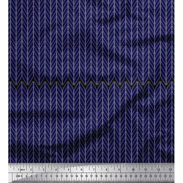 Soimoi Viscose Chiffon Fabric Herringbone Geometric Decor Fabric Printed Yard 42 Inch Wide