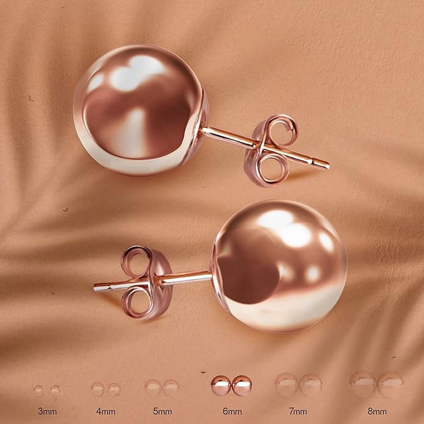 PORI JEWELERS Premium Ball Stud Earrings 14k, Rose Gold