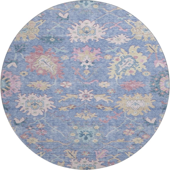 Dalyn Rugs Premium Machine Washable Mayfield AMF1154 Blue 8' x 8' Round Rug
