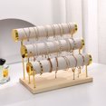 thumbnail image 2 of OIUR 3-Layer Jewelry Rack Wooden Bracelet Holder Large Capacity Simple Installation Necklace Jewelry Storage Organizer, 2 of 6