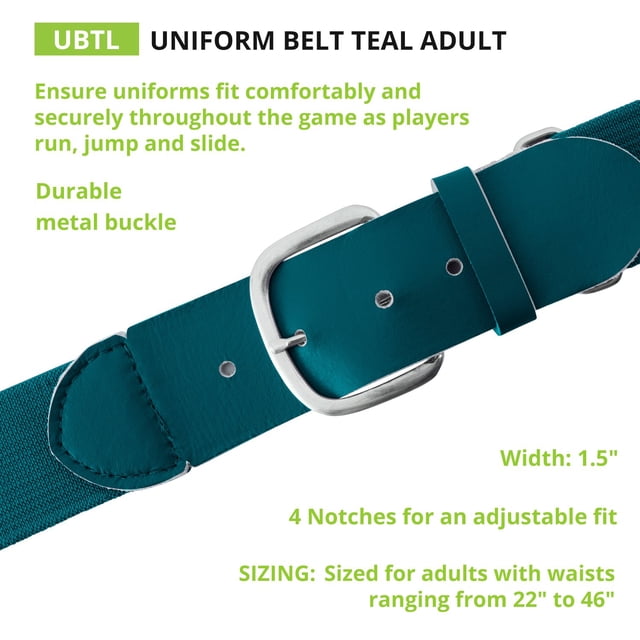Champion Sports UBTL Adult Baseball & Softball Uniform Belt, Teal