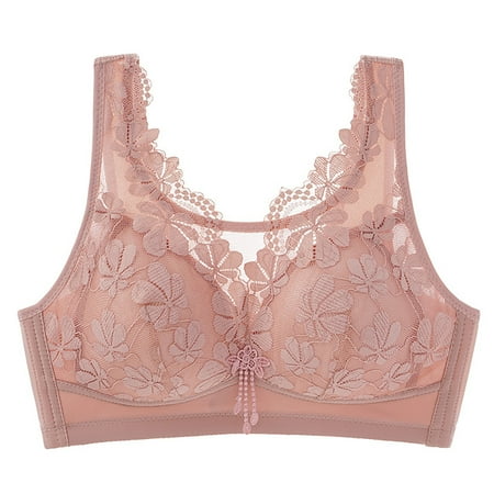 Audhol Bras for Women Non Ring Gathered Up Support Adjustment Anti Sagging Undershirt Type Skin Friendly Bra Female No Underwire Seamless Push Up Everyday Bras Pink 42