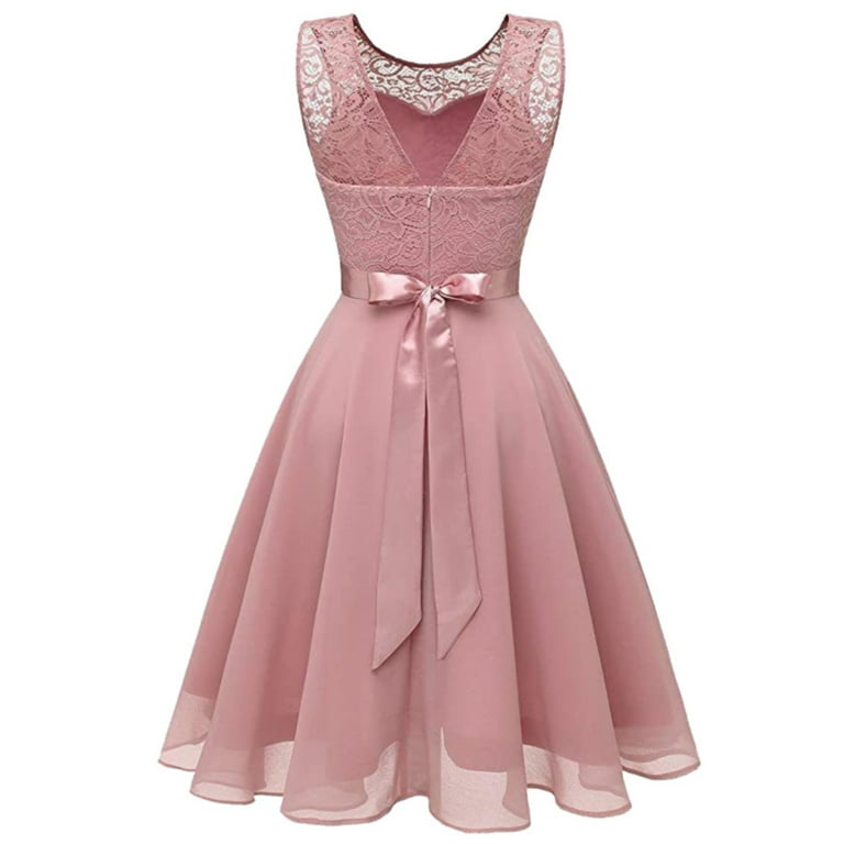 Sleeveless Sun Dresses Summer Casual for Women 2024 Solid Color Party Lace Semi formal Spring Going Out Evening Party Cute Wedding Summer Dresses Y2K Walmart
