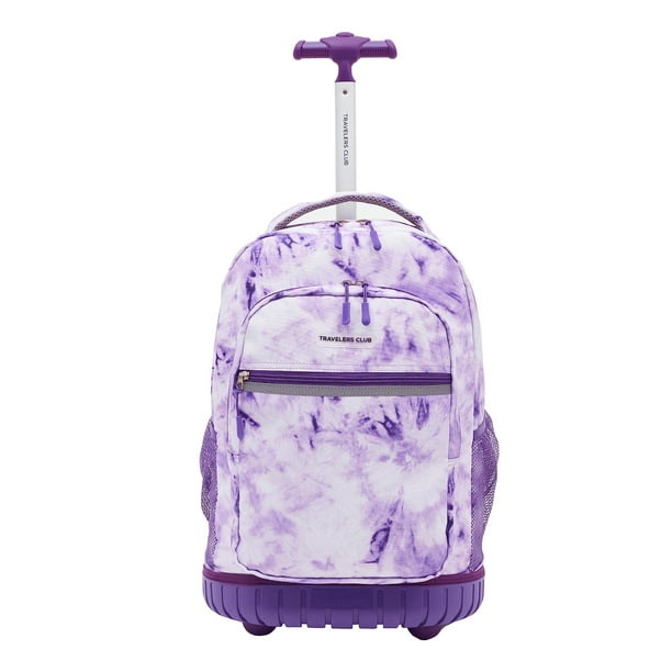 Mochila con ruedas Travelers Club corbata morada 18 pulgadas resistente al agua
