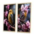 thumbnail image 3 of Designart "Yellow Bird Amid Cherry Blossoms IV" Bird Framed Wall Art Set Of 2 - Yellow Animals Framed Wall Art Set Of 2, 3 of 7